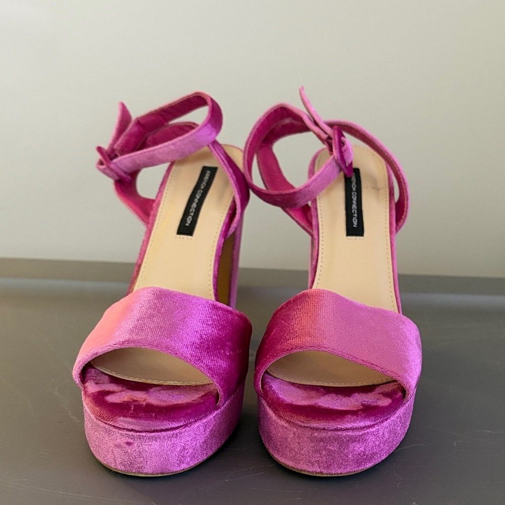 French Connection Velvet Pink Women's Heels